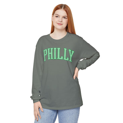 PHILLY Kelly Green Seersucker Long Sleeve Tee