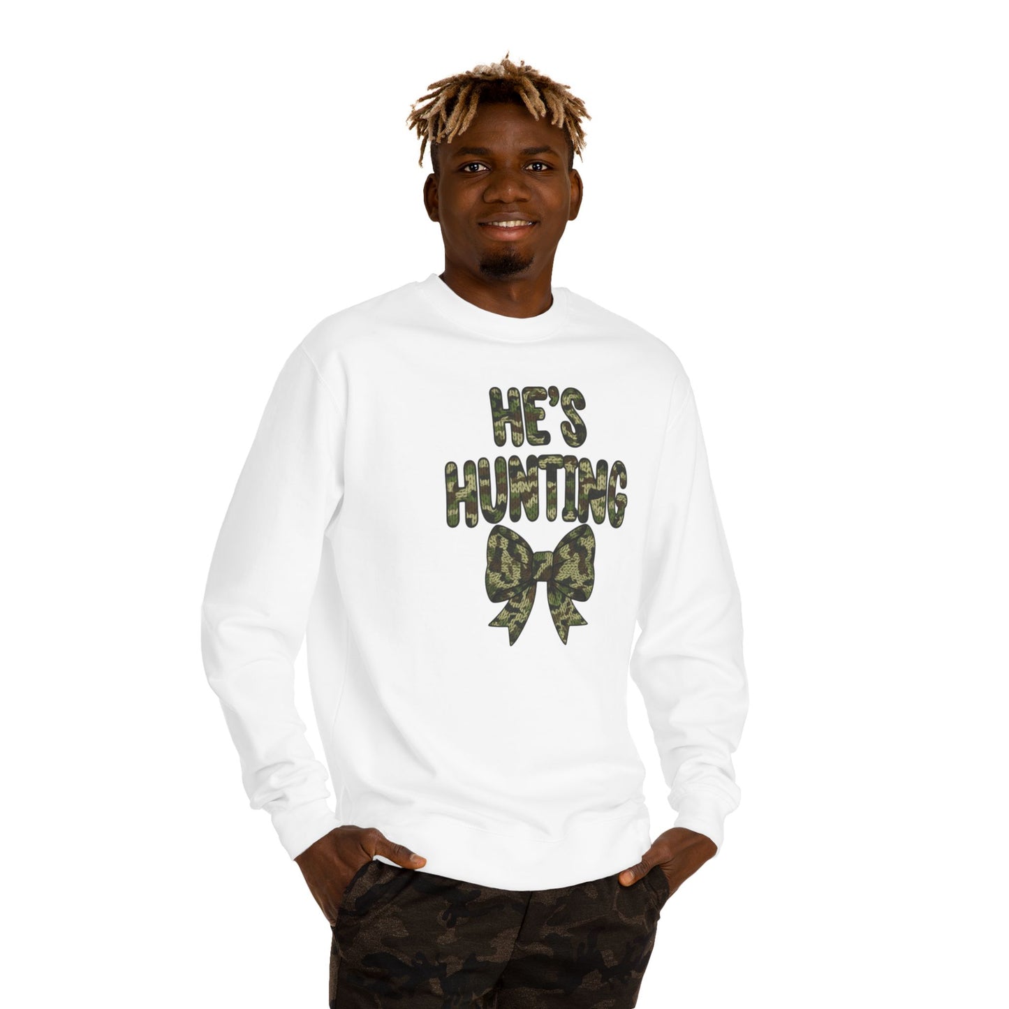 He's Hunting Faux Knit Sweatshirt