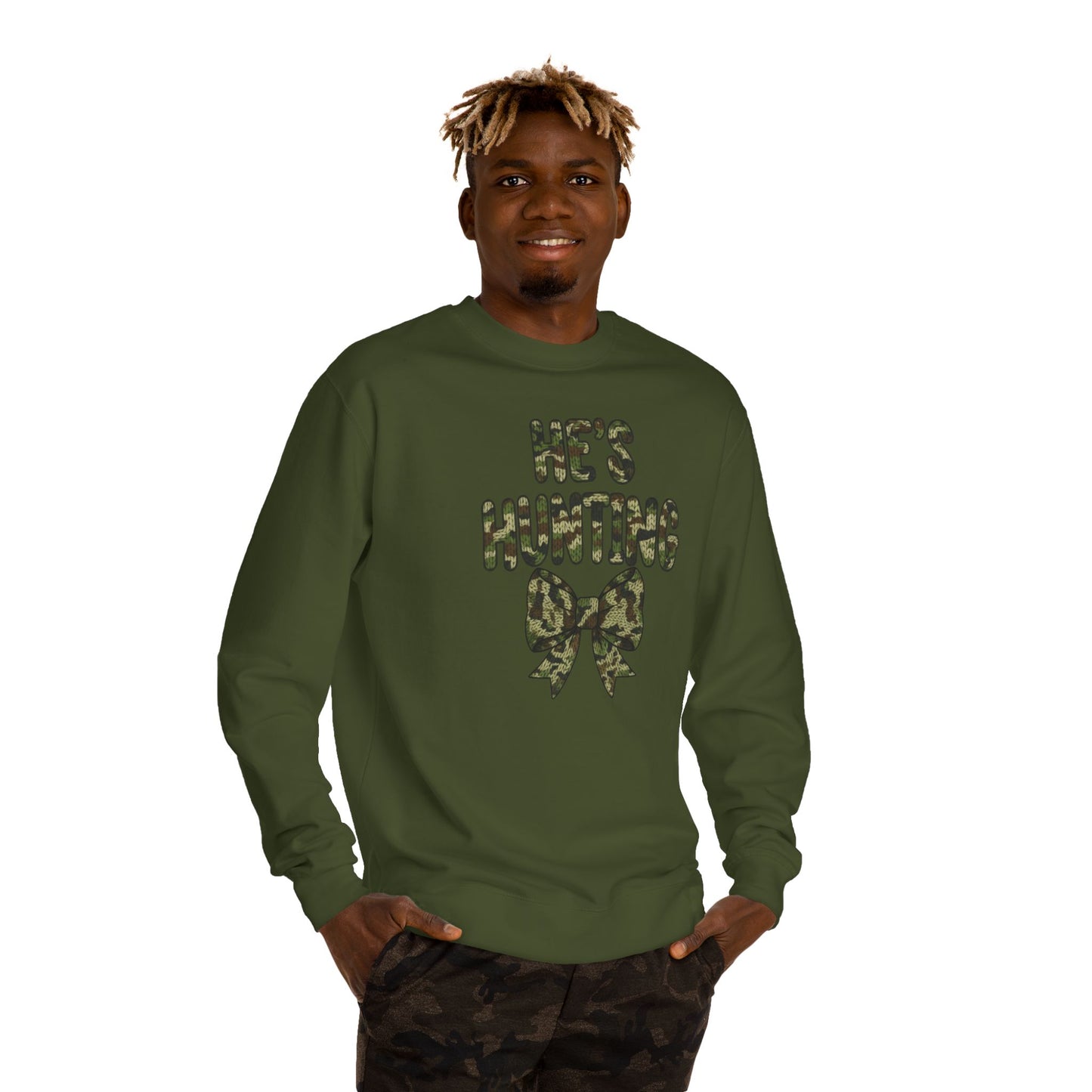 He's Hunting Faux Knit Sweatshirt