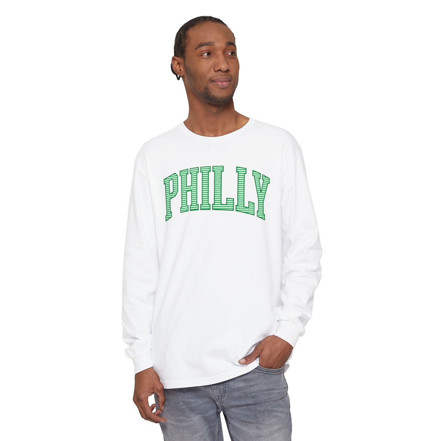 PHILLY Kelly Green Seersucker Long Sleeve Tee