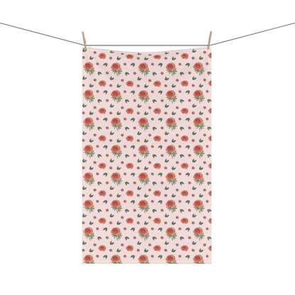 Peony Cotton Tea Towel — Floral Kitchen Tea Towel