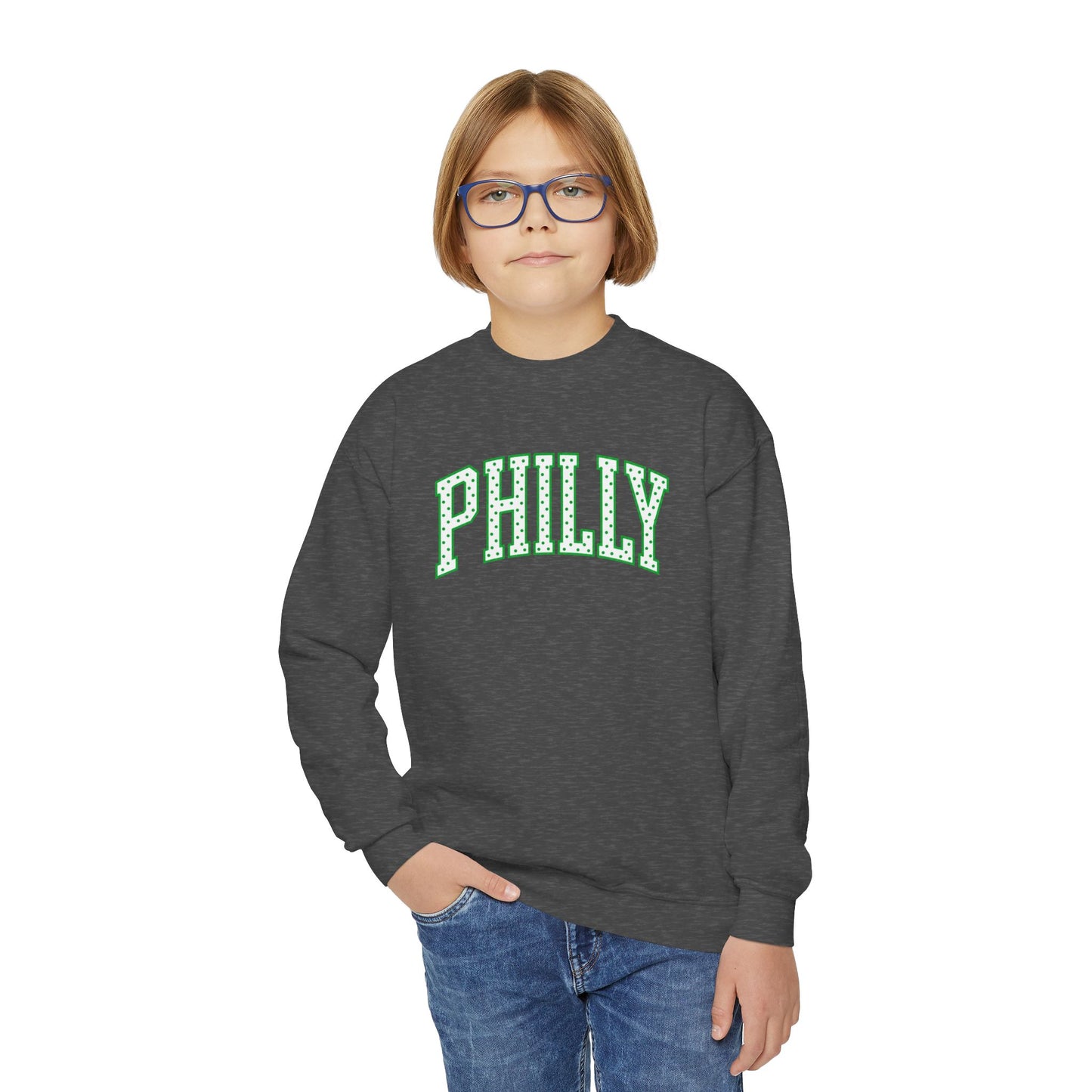 PHILLY Polka Dot Youth Crewneck Sweatshirt