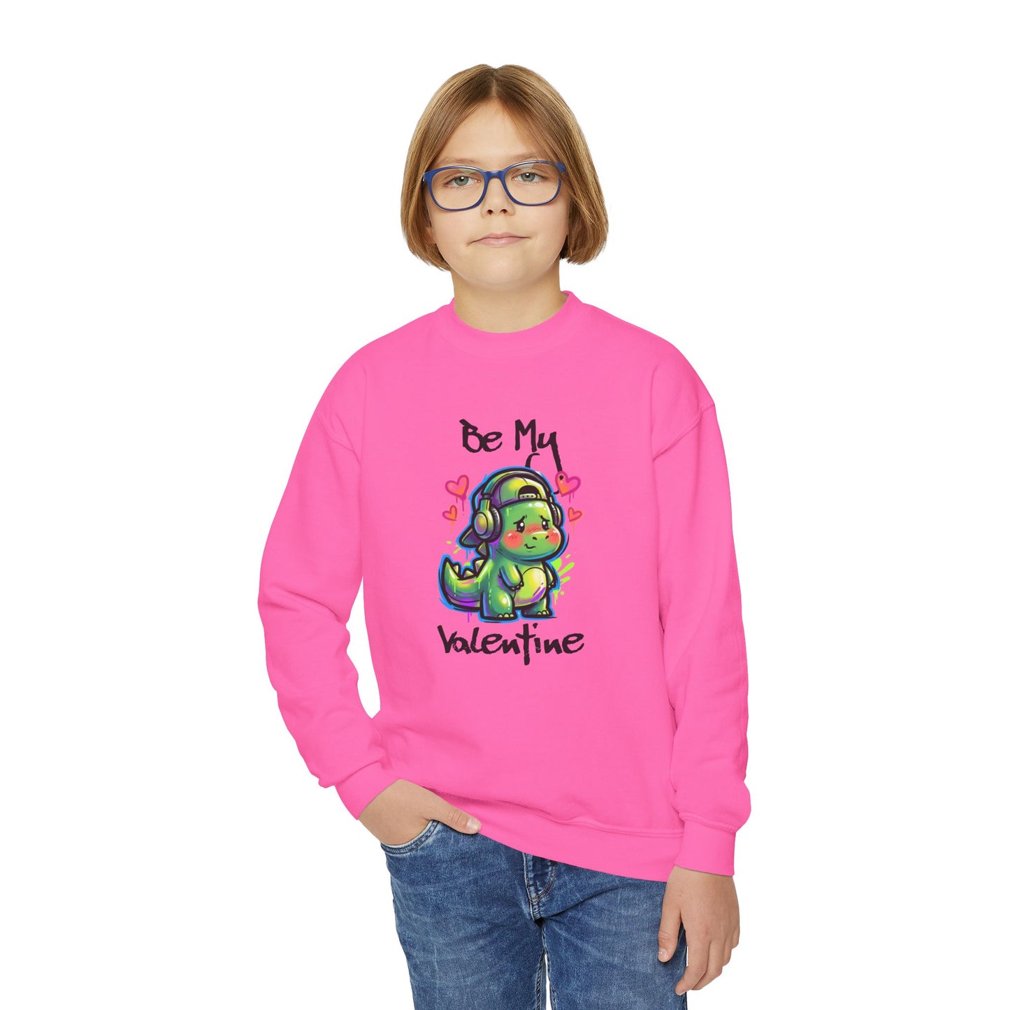 Dino Valentine Youth Sweatshirt