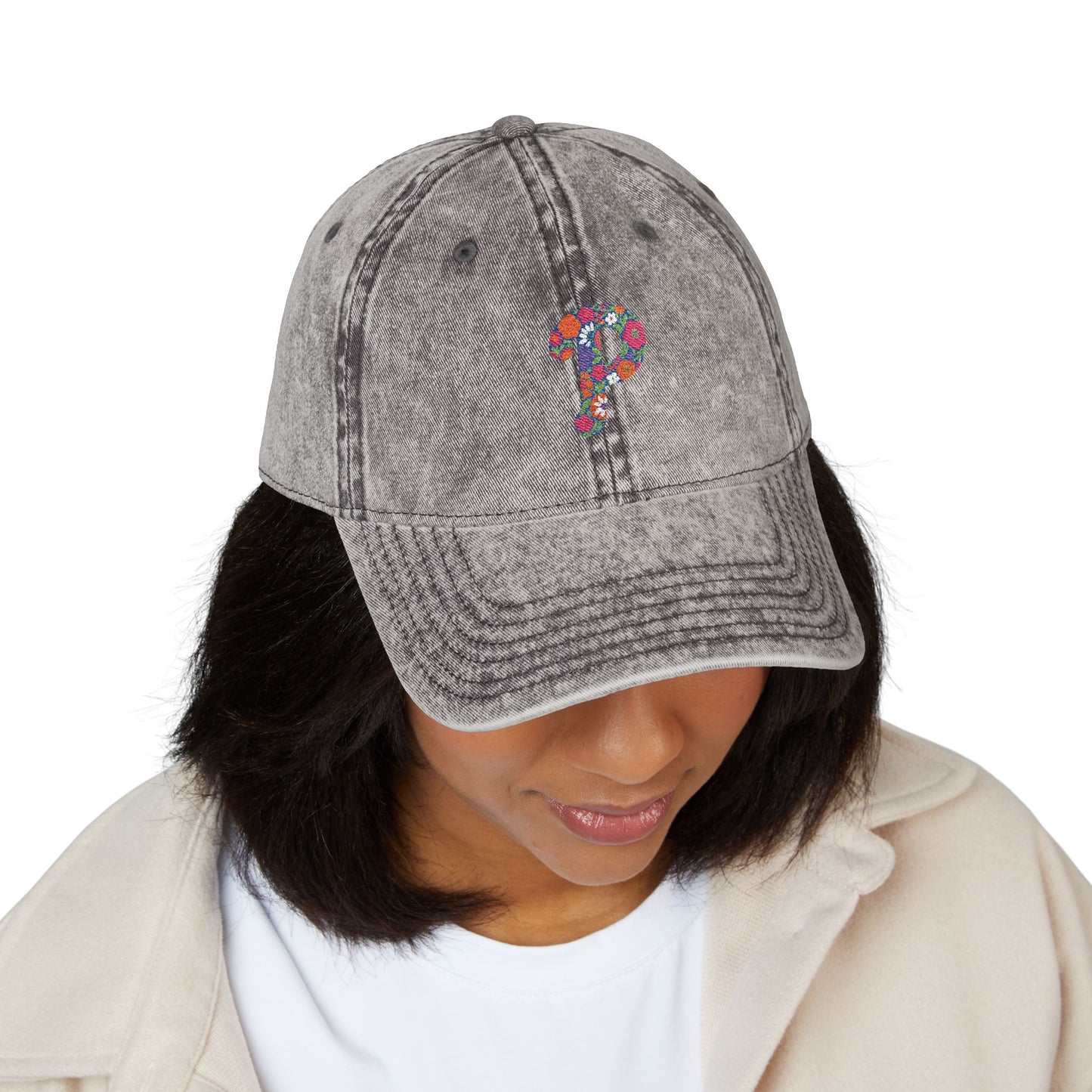 Floral P Acid Wash Baseball Cap