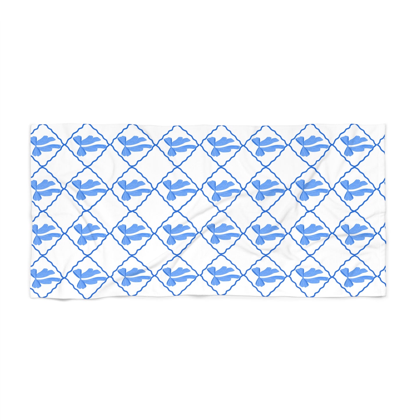 Blue Bow Croquette Beach Towel