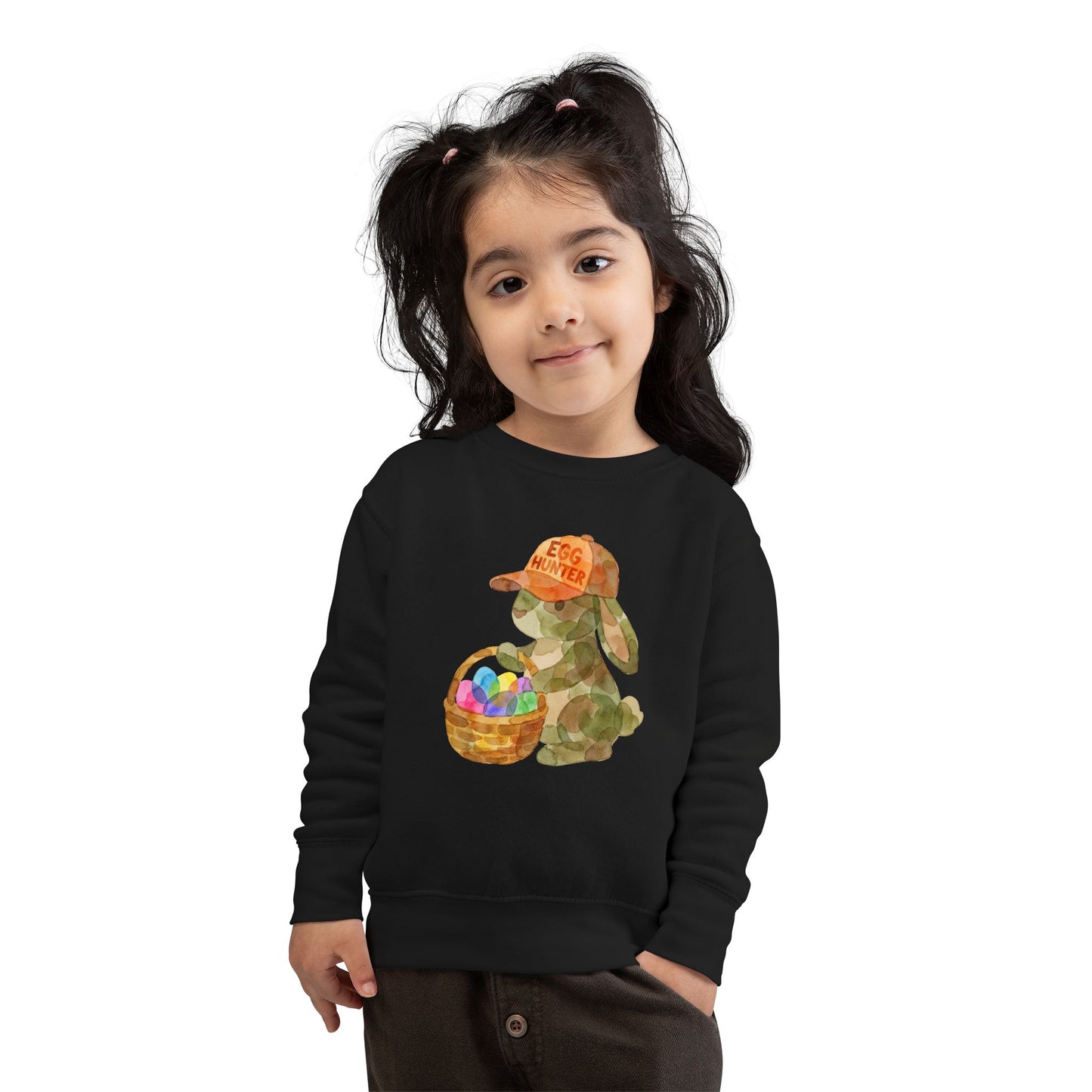 Watercolor Camo "Egg Hunter" Toddler Sweatshirt