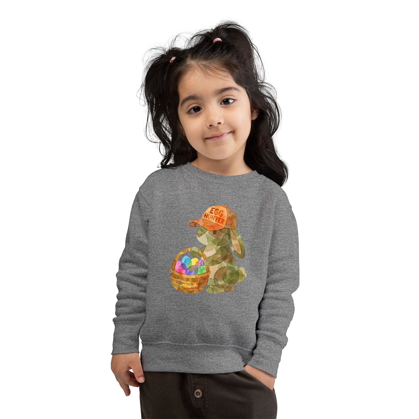 Watercolor Camo "Egg Hunter" Toddler Sweatshirt