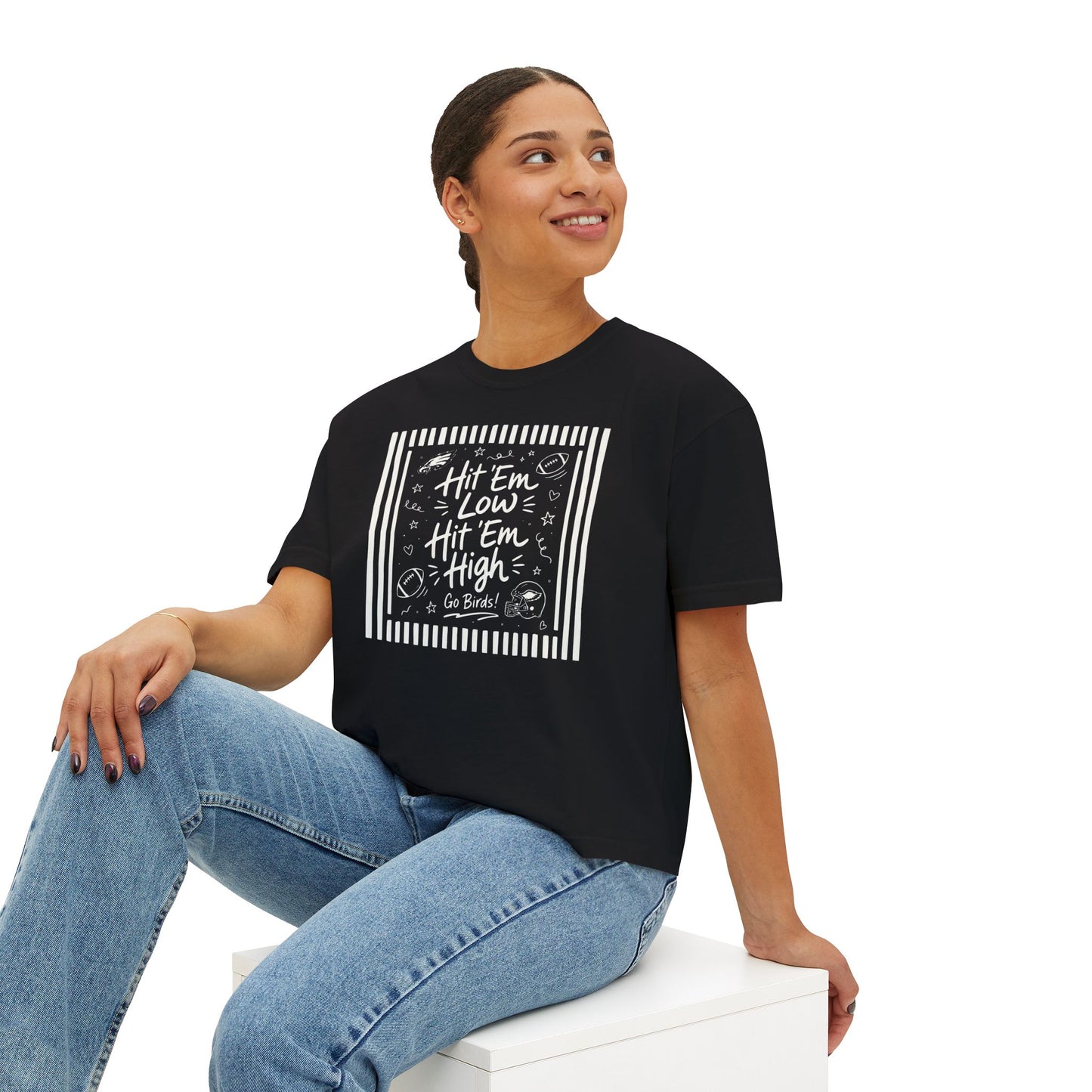 Hit 'Em Low, Hit 'Em High Boxy Tee