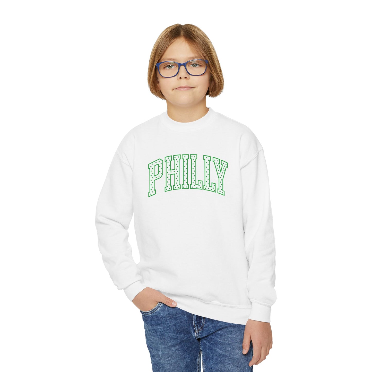 PHILLY Polka Dot Youth Crewneck Sweatshirt