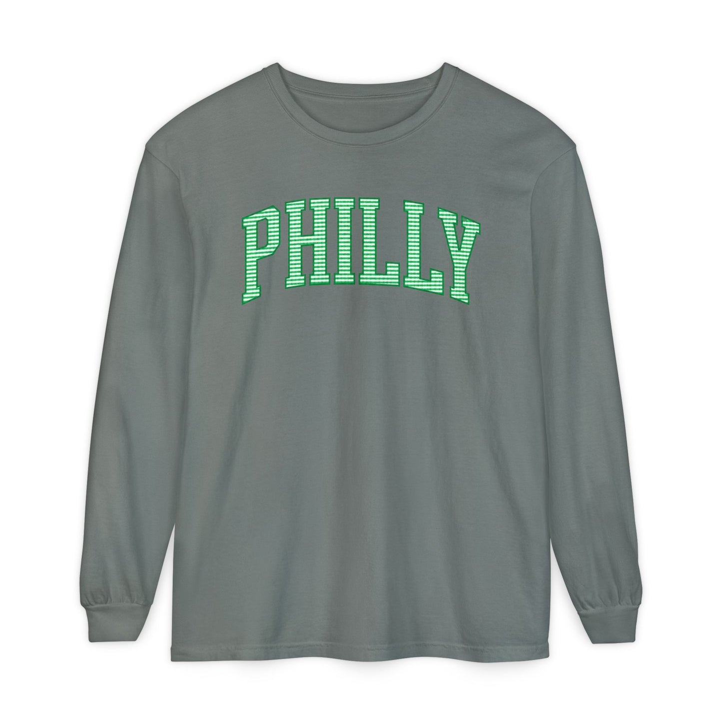 PHILLY Kelly Green Seersucker Long Sleeve Tee