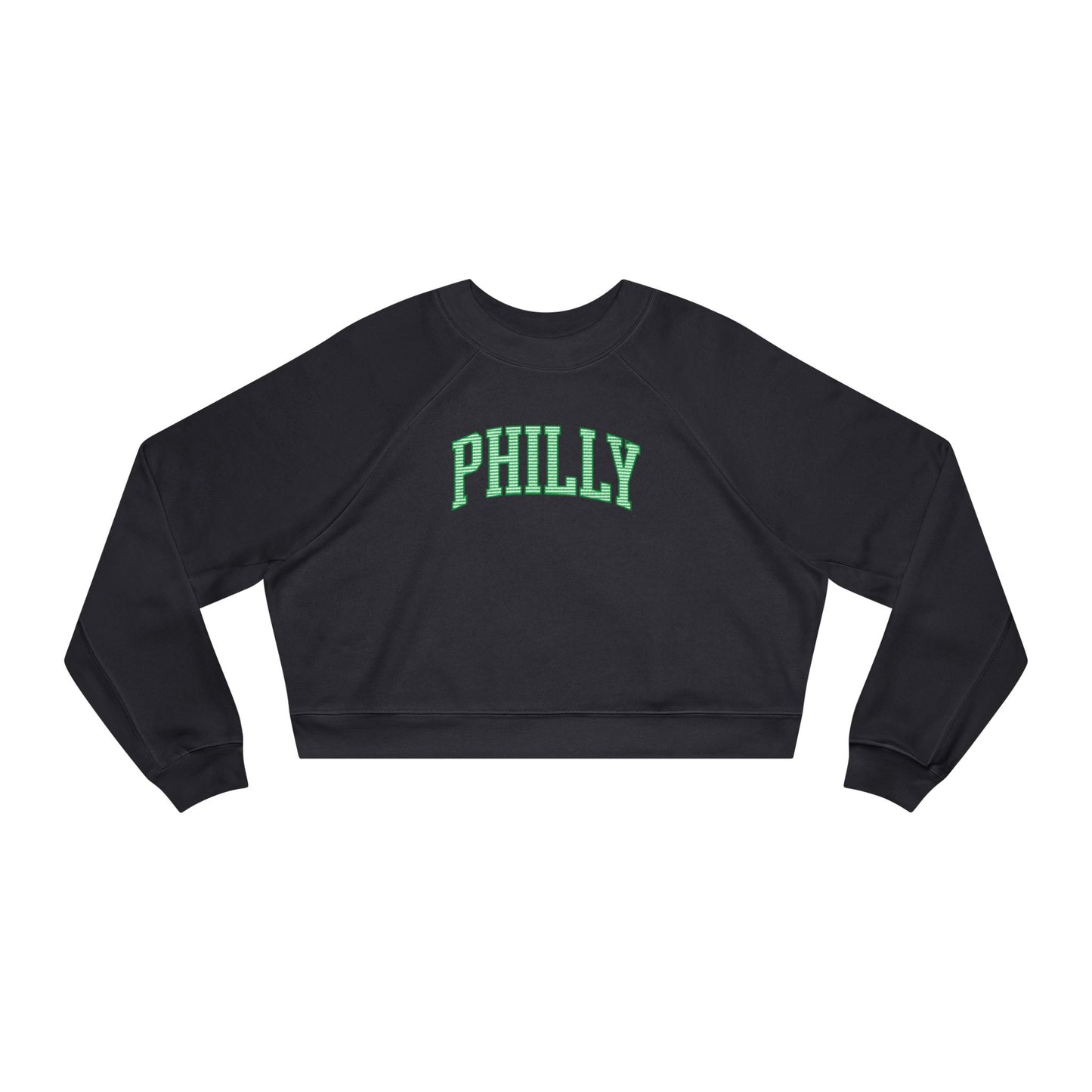 PHILLY Diagonal Kelly Green Women's Cropped Fleece Pullover