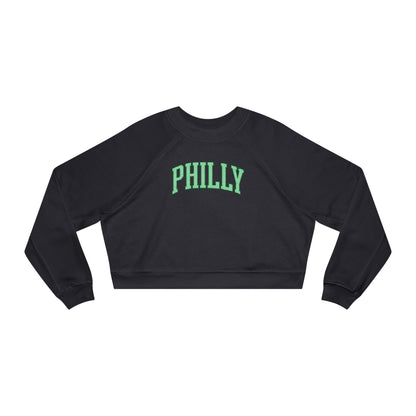 PHILLY Diagonal Kelly Green Women's Cropped Fleece Pullover