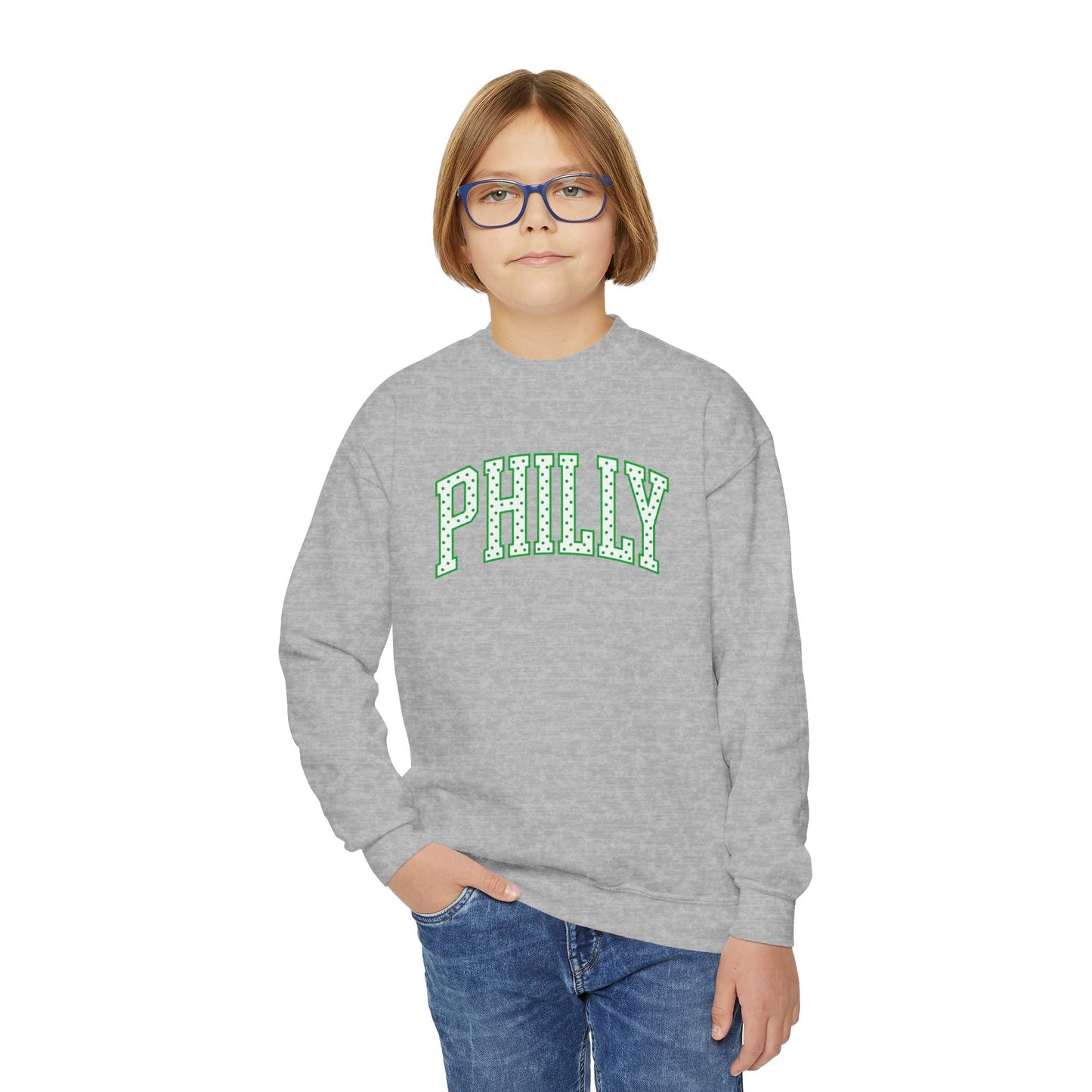 PHILLY Polka Dot Youth Crewneck Sweatshirt