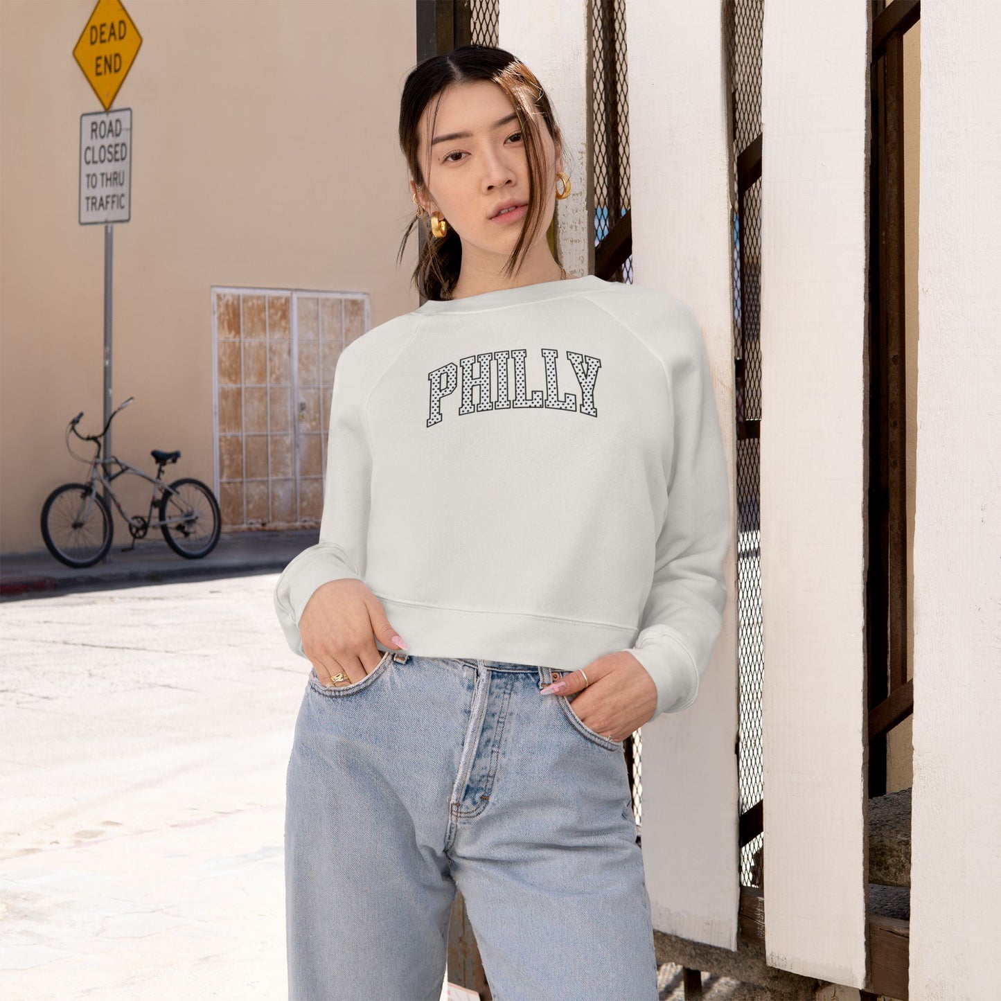 PHILLY Polka Dot Cropped Fleece Pullover