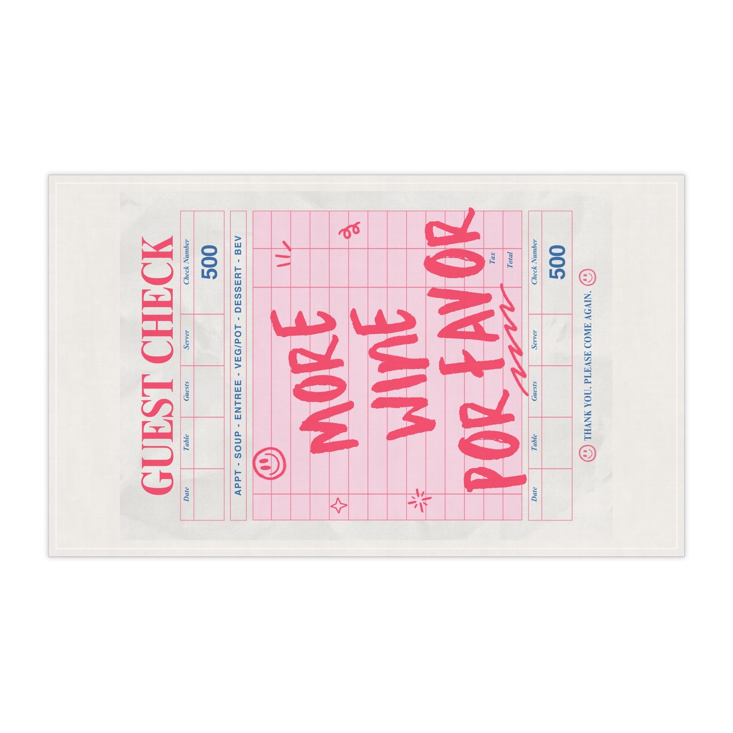 More Wine Por Favor Cotton Tea Towel — Funny Wine Kitchen Towel