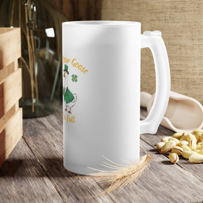 St. Patty's Goose Frosted Glass Beer Mug